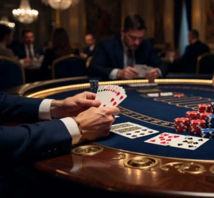 Stylový poker stůl během luxusního večírku v Praze