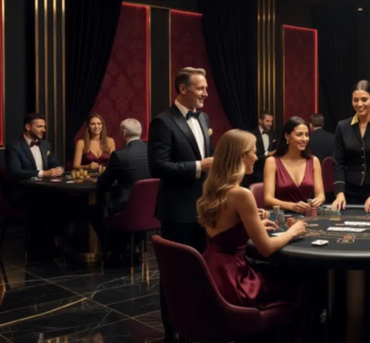 Luxusní casino night večírek s hosty u pokerového stolu