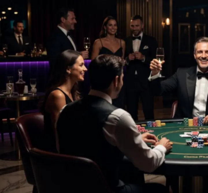 Oslavenec u pokerového stolu na luxusním večírku